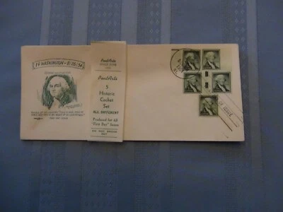 US # 1031 Washington 1C Set Of 5 Pent Arts Cachet Unaddressed FDC W/Label  #10  - Image 1 of 4