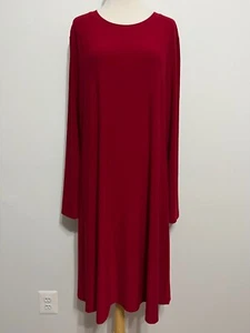 Norma Kamali Crew Neck Midi Shift Dress Red Long Sleeve Size XL New! NWOT! - Picture 1 of 21