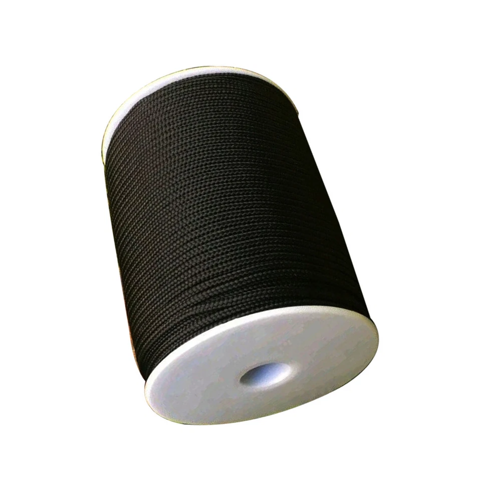 4mm Black Nylon Draw String Braided Cord X 16 Meters on 2 Rolls