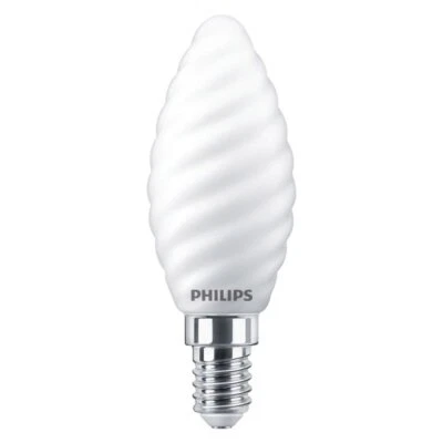 Philips LED 4.5W = 40W SES/E14 Filament Candle Twisted Pearl Cool White Dimmable - Image 1 of 2