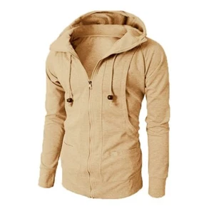 Men Winter Slim Hoodie Warm Hooded Sweatshirt Coat Zip Up Outwear Sweater Jacket - Picture 1 of 24