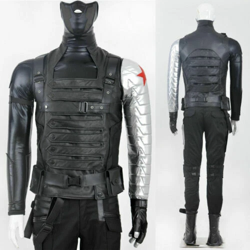 Captain America Winter Soldier Costume Bucky Barnes Cosplay Costumes Outfit# - Image 1 of 4
