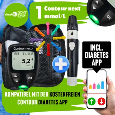 CONTOUR NEXT Neu mmoL/L  +Stechhilfe Diabetes+Lanzetten Blutzuckergerät ⭐⭐⭐⭐⭐ - Bild 1 von 4
