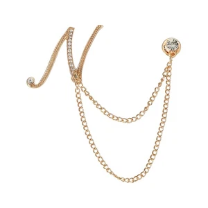 Broche de cadena colgante con letras traje prendedor, letra inicial N, tono dorado - Imagen 1 de 7