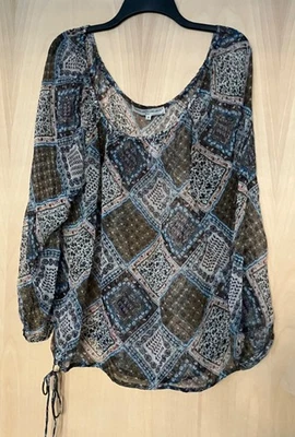 What Goes Around Comes Around WGACA 250 美元丝绸农民衬衫中号全新带标签带图案 — 第 1/4 张图片