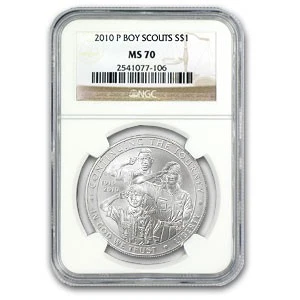 2010-P Boy Scouts Centennial $1 Silver Commem MS-70 NGC - Image 1 of 3
