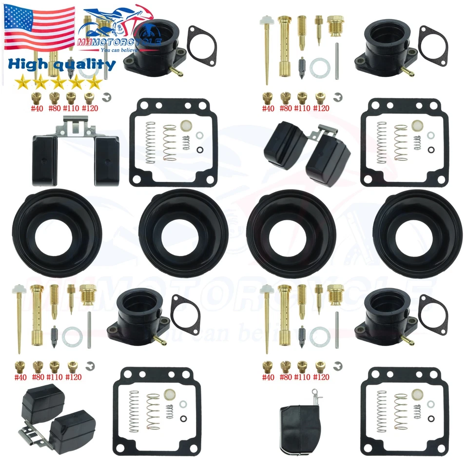 4PCS Ultimate Carburetor Rebuild Repair Kit XJ650 with Floats intake manifold Foto 1 de 4