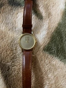 Wells Fargo Herren Vintage Armbanduhr Gold Zifferblatt, Lederband, funktioniert - Bild 1 von 10