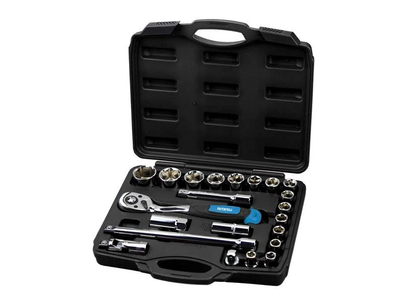 Faithfull 1/2"D Metric Socket Set 22 Piece Standard Length 10-32mm FAISOC1222MQ - Image 1 of 1
