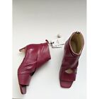 ZARA LEATHER MID HEEL BOOTS WITH OPEN TOE SIZE 6 US