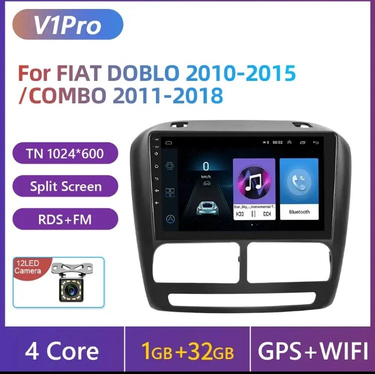 PODOFO autoradio per FIAT DOBLO 2010-2015 2din 1G+32GB Wifi BT 4Core Rds+RetroCamera.