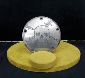 HARLEY DAVIDSON CUSTOM HAND ENGRAVED 5 HOLE DERBY COVER 7.25" DIAMETER - Picture 1 of 10