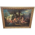 Old Master 18th Century Oil Painting Classical Figures Musical Recital & Satyrs