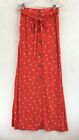 Madison / Bright Coral Belt Tie Elastic Waist Rayon Maxi Flare Skirt NWT Size 6