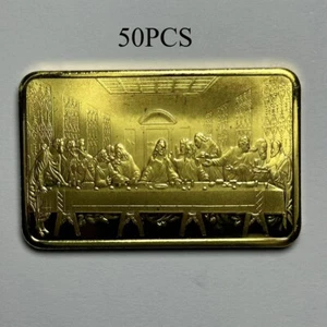 50pcs Religious Belief Jesus 1 Oz Gold Plated Last Supper Gold Bar - Picture 1 of 8