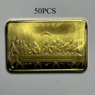 50pcs Religious Belief Jesus 1 Oz Gold Plated Last Supper Gold Bar - Image 1 of 4