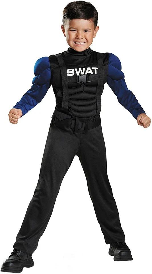 SWAT Officer Toddler Muscle Police Officer Fancy Dress Halloween Child Costume - Image 1 of 1