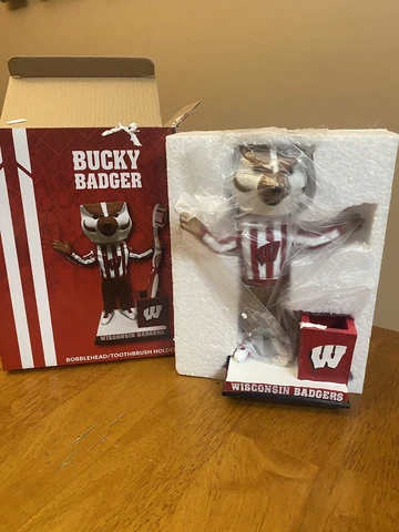 2017 Wisconsin Badgers Mascot Bucky Badger Bobblehead Toothbrush Holder Cover