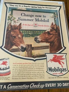 Vintage 1943 Mobilgas Spring Tonic For Horsepower Young Colts ad - Photo 1/1