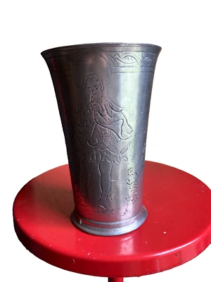 GOBELET  ANCIEN EN ETAIN BLASON 1663 GENTILHOMME - Photo 1/4