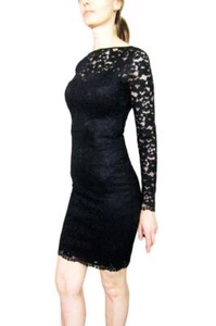 MARCIANO Jet Black Shimmery Lace Bodycon Dress Sz 2, Orig $278.00 NEW With Tag - Picture 1 of 4