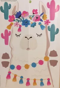 LLAMA HEAD & CACTI wall stickers 10 decals western themed room decor cactus - Picture 1 of 1