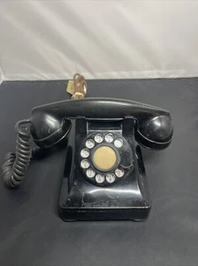 Vintage Western Bell System Black Rotary Desk Phone Untested Complete - Picture 1 of 9