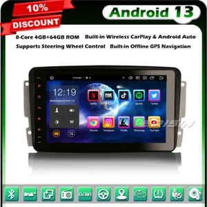 8-Core 64GB Android 13 Car GPS Radio Mercedes C/G/CLK Class W203 W209 Viano Vito - Picture 1 of 22