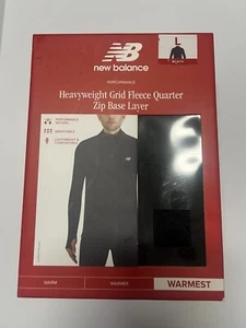 New Balance Grid Fleece Quarter Zip Base BLACK Top-Heavyweight Men SIZE LARGE - Picture 1 of 3