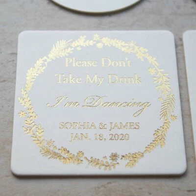 Posavasos personalizados de lámina real - No tomes mi bebida estoy bailando montaña rusa, despedida de soltera Foto 1 de 4