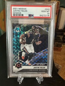 2021 Panini Mosaic Justin Fields RC Genesis Prizm Rookie SSP PSA 10 GEM MINT 242 - Picture 1 of 2
