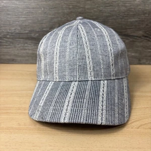 Charming Charlie Hat Cap Strap Back Womens Gray Blue Striped Pattern Adjustable - Picture 1 of 9