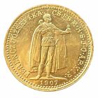 UNC MS | 1907-KB GOLD HUNGARY 10 KORONA EMPEROR FRANZ JOSEPH COIN