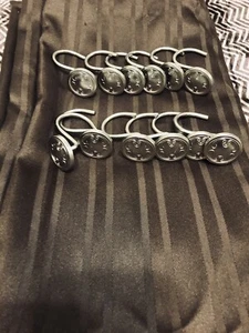 Target HOME Shower Curtain Brown and STAINLESS STEEL Shower Rings Set Of 12. - Picture 1 of 6