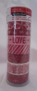 Recollections Valentine's Day Washi Crafting Tape Red Hearts You & Me Pink 7 Pcs
