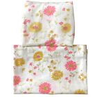 VINTAGE RETRO FLORAL FLOWER POWER FLAT AND FITTED SHEET PINK DAISY 1970s TWIN