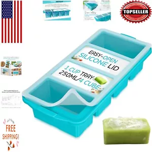 Eco-Friendly Silicone Freezer Tray - 4 One-Cup Portions for Organized Freezing - Picture 1 of 11