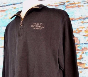 Harley Davidson Museum Men's Half Zip Sweater Pullover Black Size Large Outdoor - Picture 1 of 10