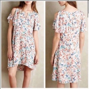 Anthropologie Maeve Kleid Damen Größe M Aquarell Punktedruck Flatterärmel - Bild 1 von 6