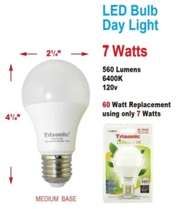 LED LIGHT BULB 7W Standard 60W Upgrade Table Wall Desk Lamp 560 Lumens 6400K - Picture 1 of 5