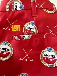 LOUDMOUTH golf shorts Men’s 30 Amstel Light pattern BNWT Red - Picture 1 of 5