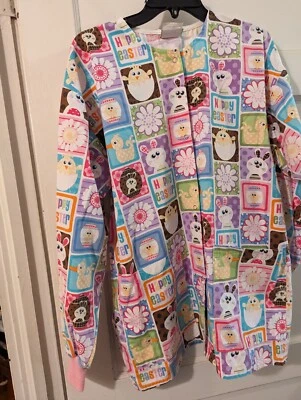Women's Tafford Easter L/S Scrub Jacket/Coat. Size Medium. Snap Up, Pockets. - Image 1 of 4