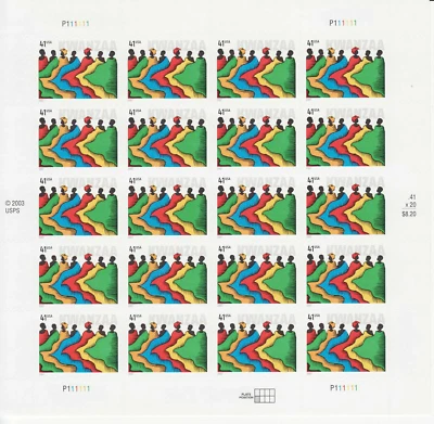 TWO Panes x 20 = 40 of KWANZAA 41¢ African-American Holiday US Stamps USA # 4220 - Image 1 of 4