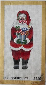 Vintage Handpainted Les Novuelles SANTA CLAUS 6" x 10 3/4" Needlepoint Canvas - Picture 1 of 1