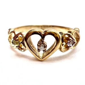 Vintage 10K massiver Gelbgold Saphir Amethyst Peridot Herz Ring Gr. 7,5 2,36 g - Bild 1 von 11