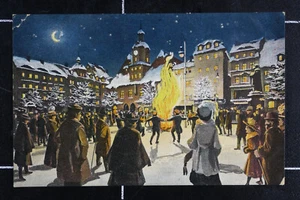 Jena Saale Prosit Neujahr 1912 Silvesterfeier Marktplatz Feuer Künstlerkarte - Bild 1 von 2