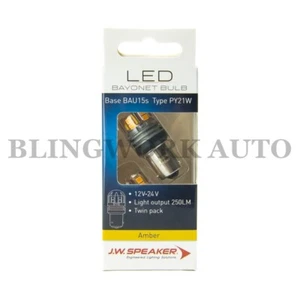 (PAIR) JW Speaker LED PY21W BAU15s BRIGHT AMBER Bulbs for Indicator Turn Signal - Picture 1 of 12