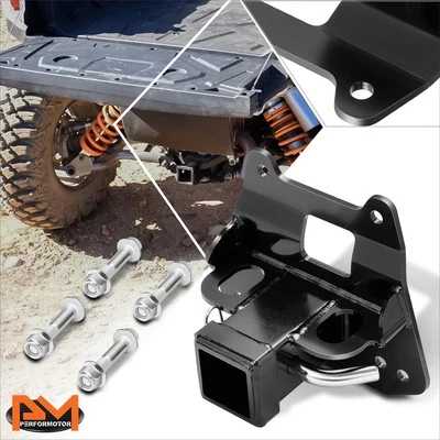 For 14-23 RZR 4 XP 1000 Turbo Black Powdercoat 2" Rear Bumper Tow Hitch Receiver - Изображение 1 из 4