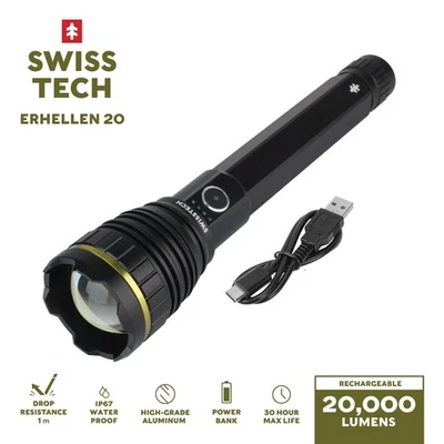 SWISS+TECH Swiss Tech Erhellen 20 Flashlight, 20,000 Lumen Rechargeable LED Light