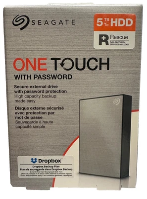 Seagate One Touch with Password Portable Hard Drive  5TB Grey New Boxed HDD BNIB - Image 1 of 4